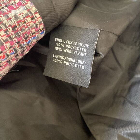 335A) Bagatelle Tweed Pink Black Off White Cropped Single Button Blazer Sz 14 - Picture 4 of 7